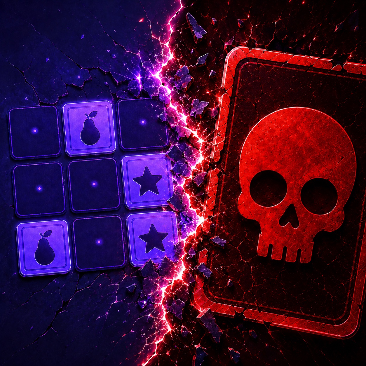 Adversary game artwork showing matching purple cards beside a red skull Danger card